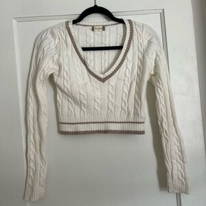 Altar’d state preppy cropped v-striped sweater